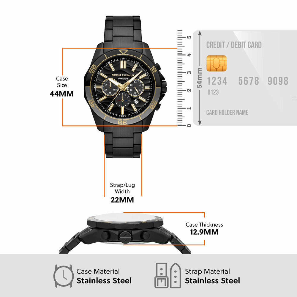 Chronograph Black Stainless Steel Watch