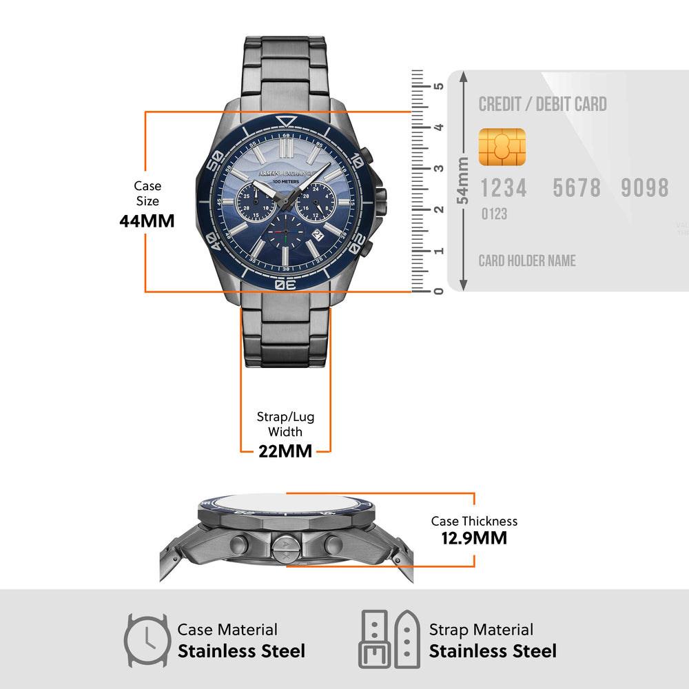Chronograph Gunmetal Stainless Steel Watch