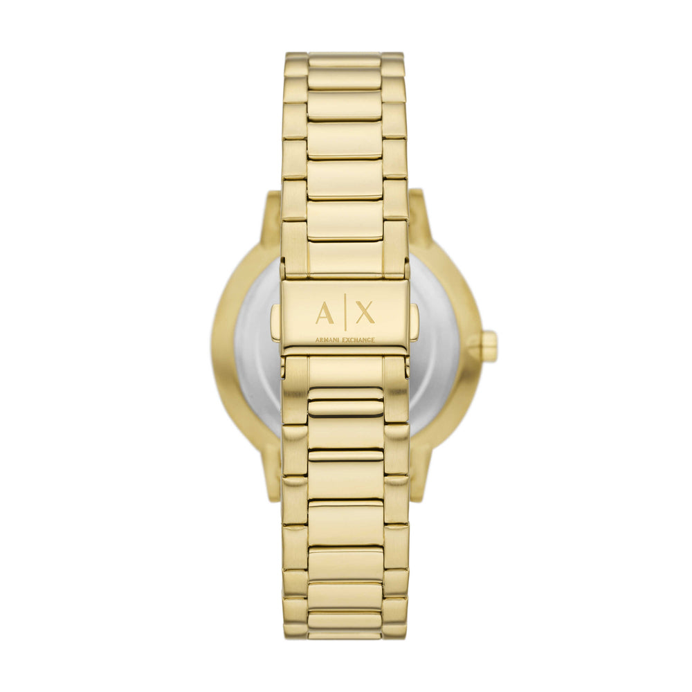 Three-Hand Gold-Tone Stainless Steel Watch and Gold-Tone Stainless Steel Bracelet Set