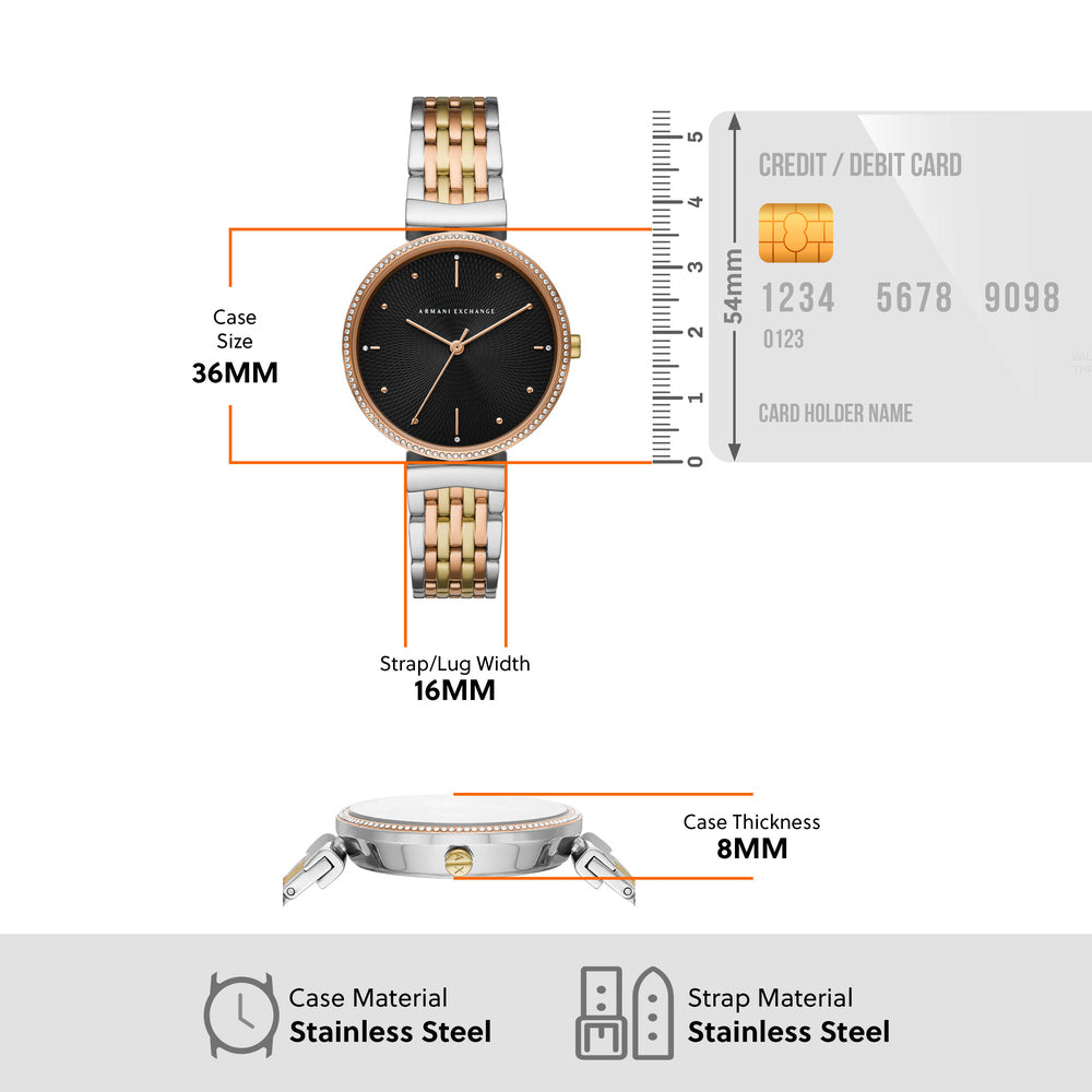 Three-Hand Tri-Tone Stainless Steel Watch