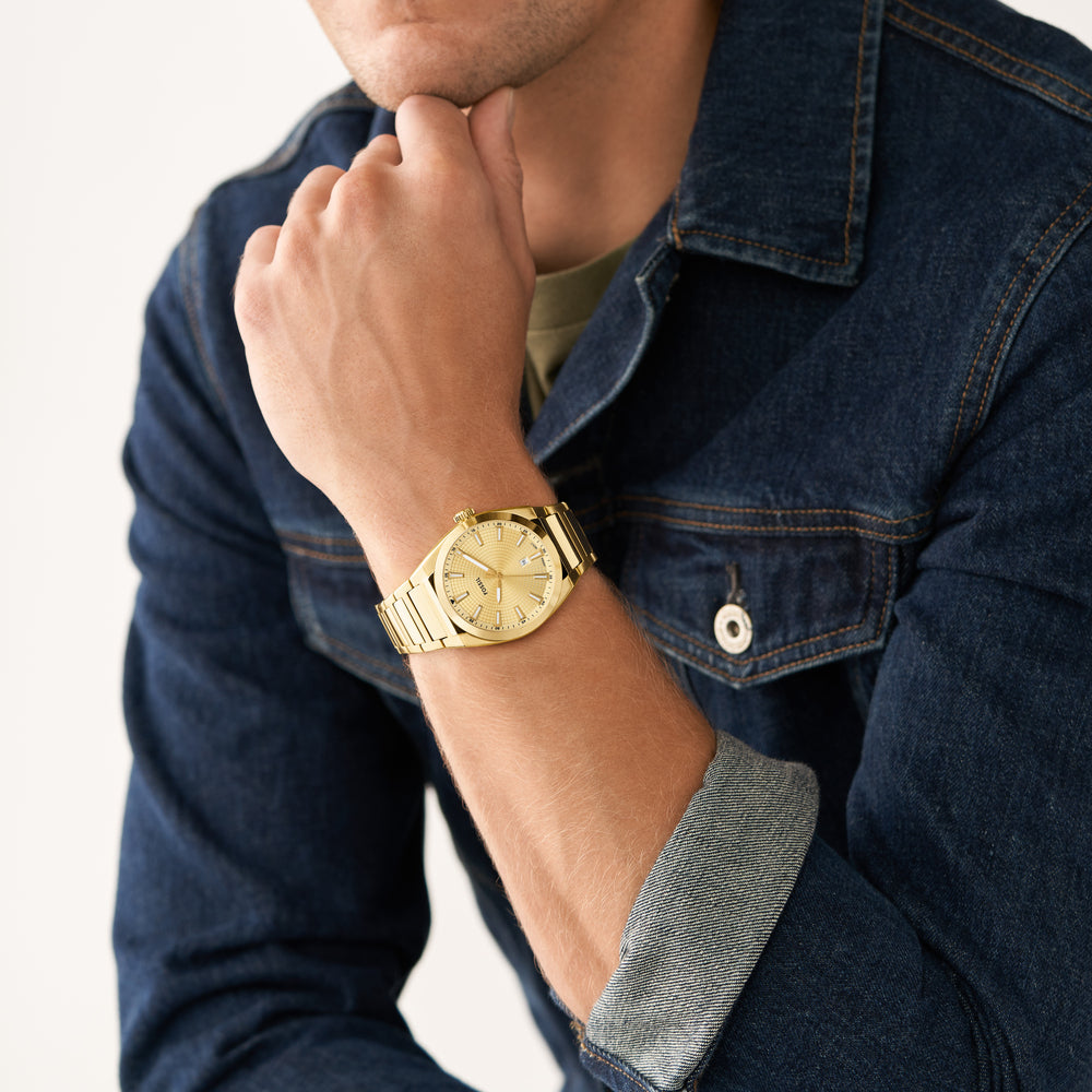 Everett Three-Hand Date Gold-Tone