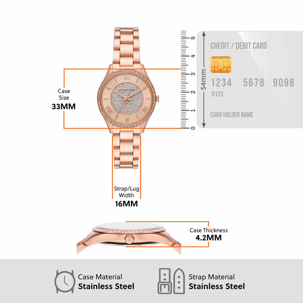 Lauryn Three-Hand Rose Gold-Tone Stainless Steel Watch