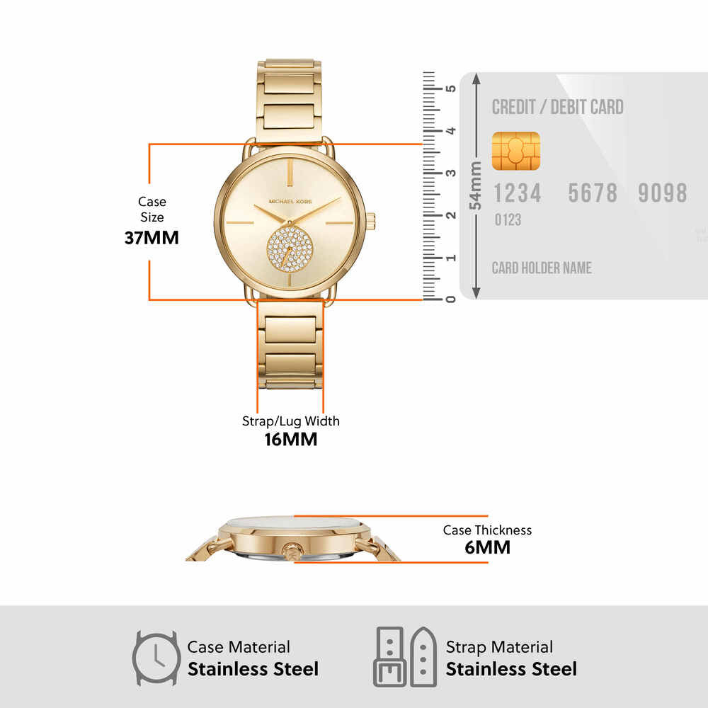 Portia Gold-Tone Two-Hand Sub-Eye Watch
