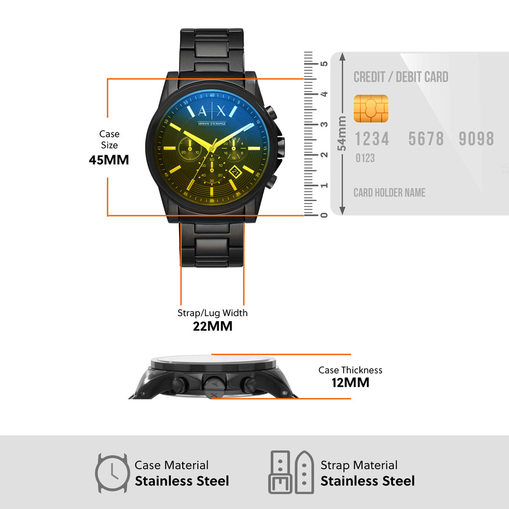 Chronograph Black Stainless Steel Watch