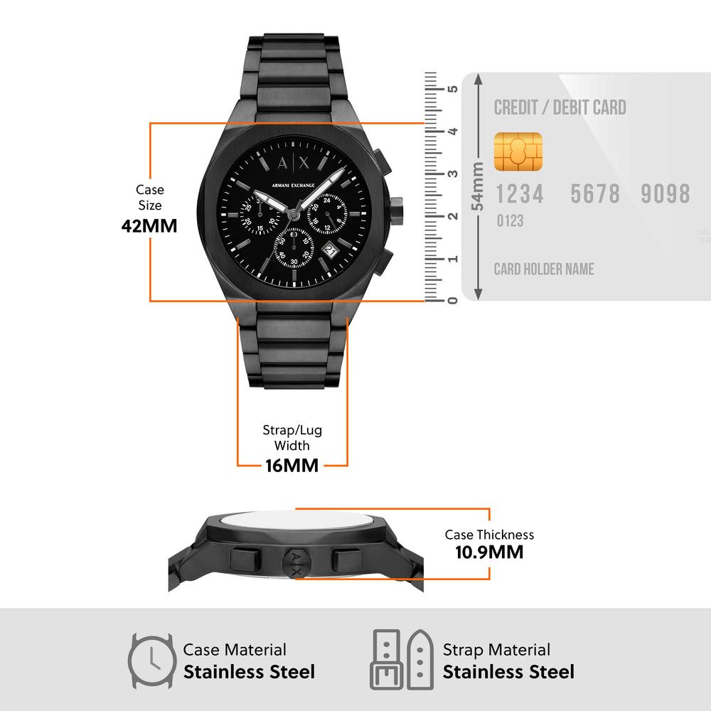 Sync Chronograph Black Stainless Steel Watch