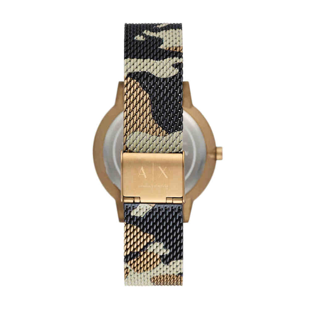 Three-Hand Camo Pattern Stainless Steel Mesh Watch