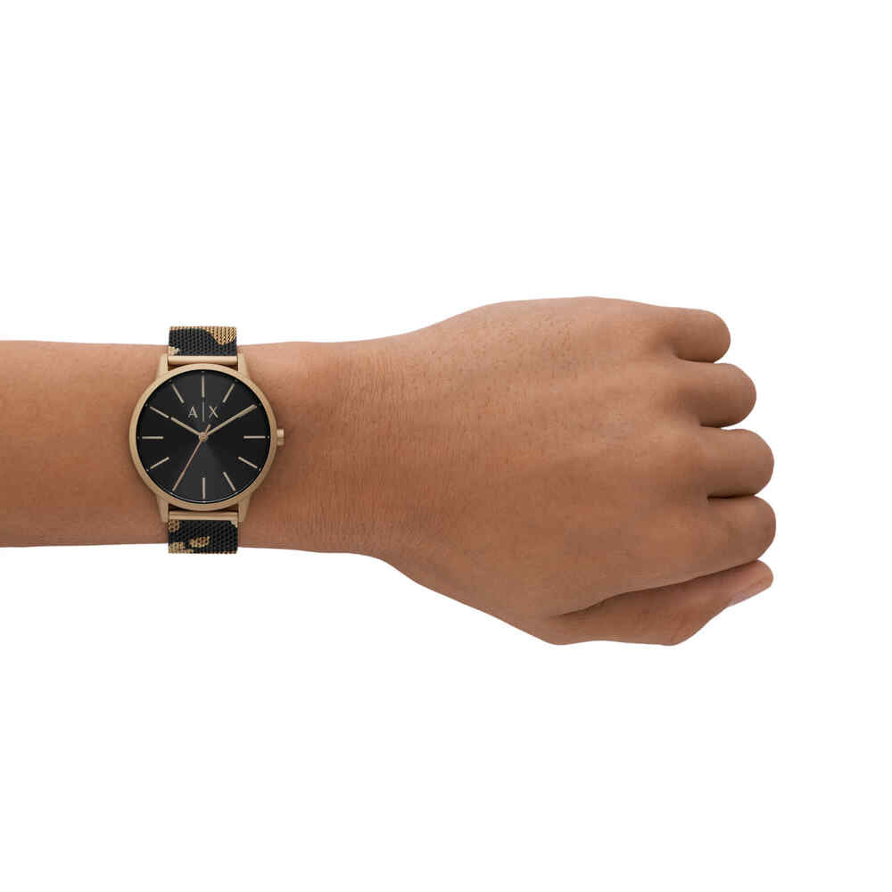 Three-Hand Camo Pattern Stainless Steel Mesh Watch