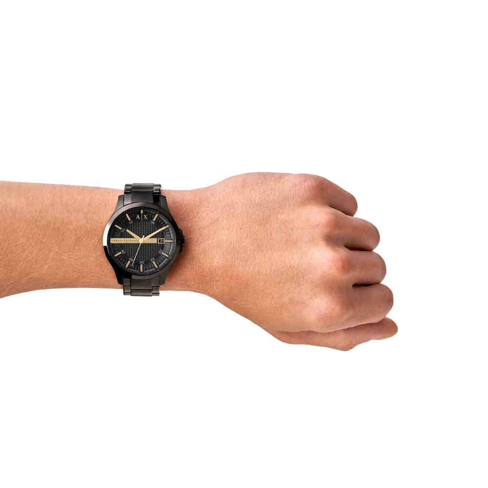 Three-Hand Date Black Stainless Steel Watch