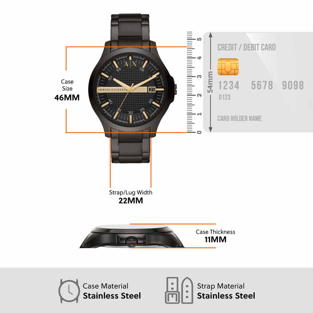 Three-Hand Date Black Stainless Steel Watch