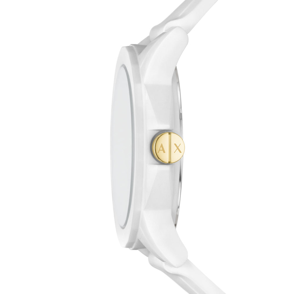 Three-Hand White Silicone Watch and Luggage Tag Gift Set