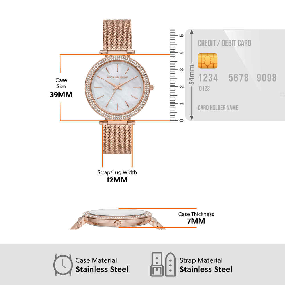 Darci Three-Hand Rose Gold Crystal Watch
