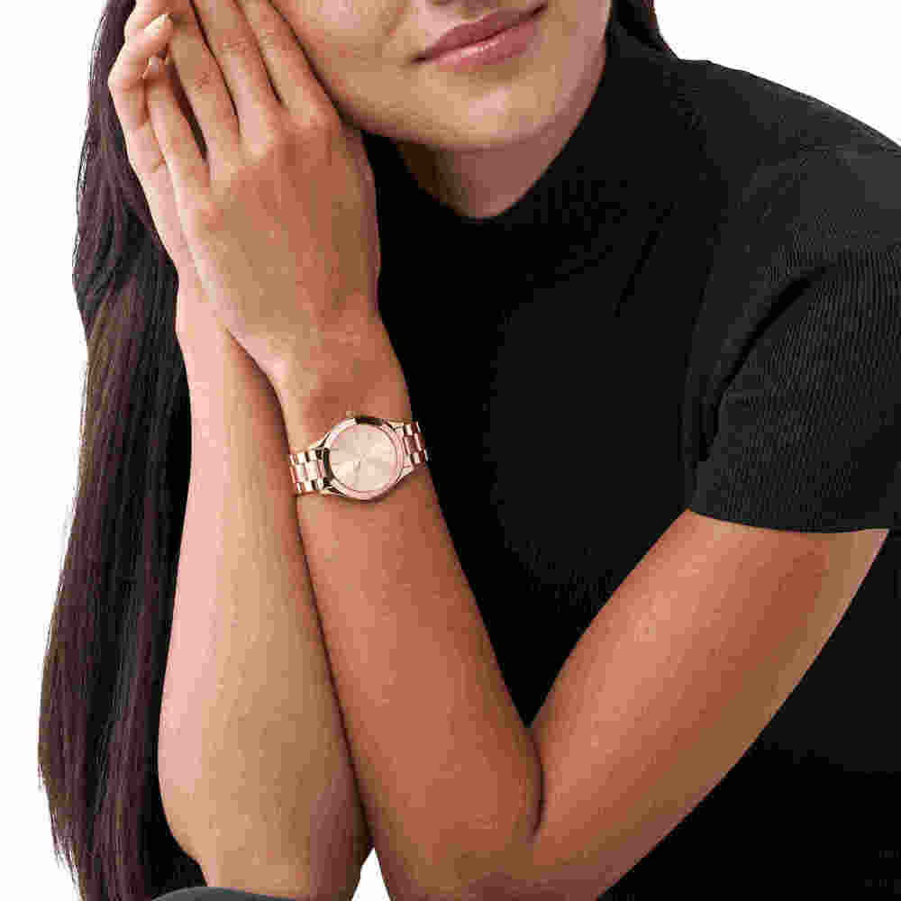 Mini Slim Runway Three-Hand Rose Gold-Tone Stainless Steel Watch