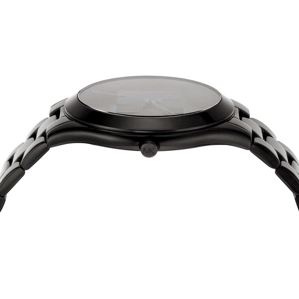 Slim Runway Three-Hand Black Stainless Steel Watch