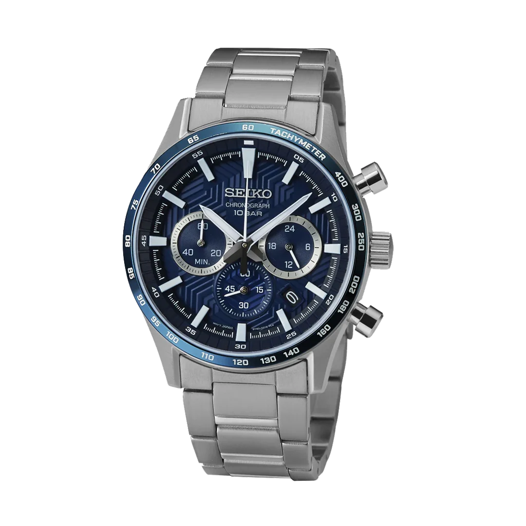 Seiko Men's Quartz Chronograph Watch with Three Sub-dials